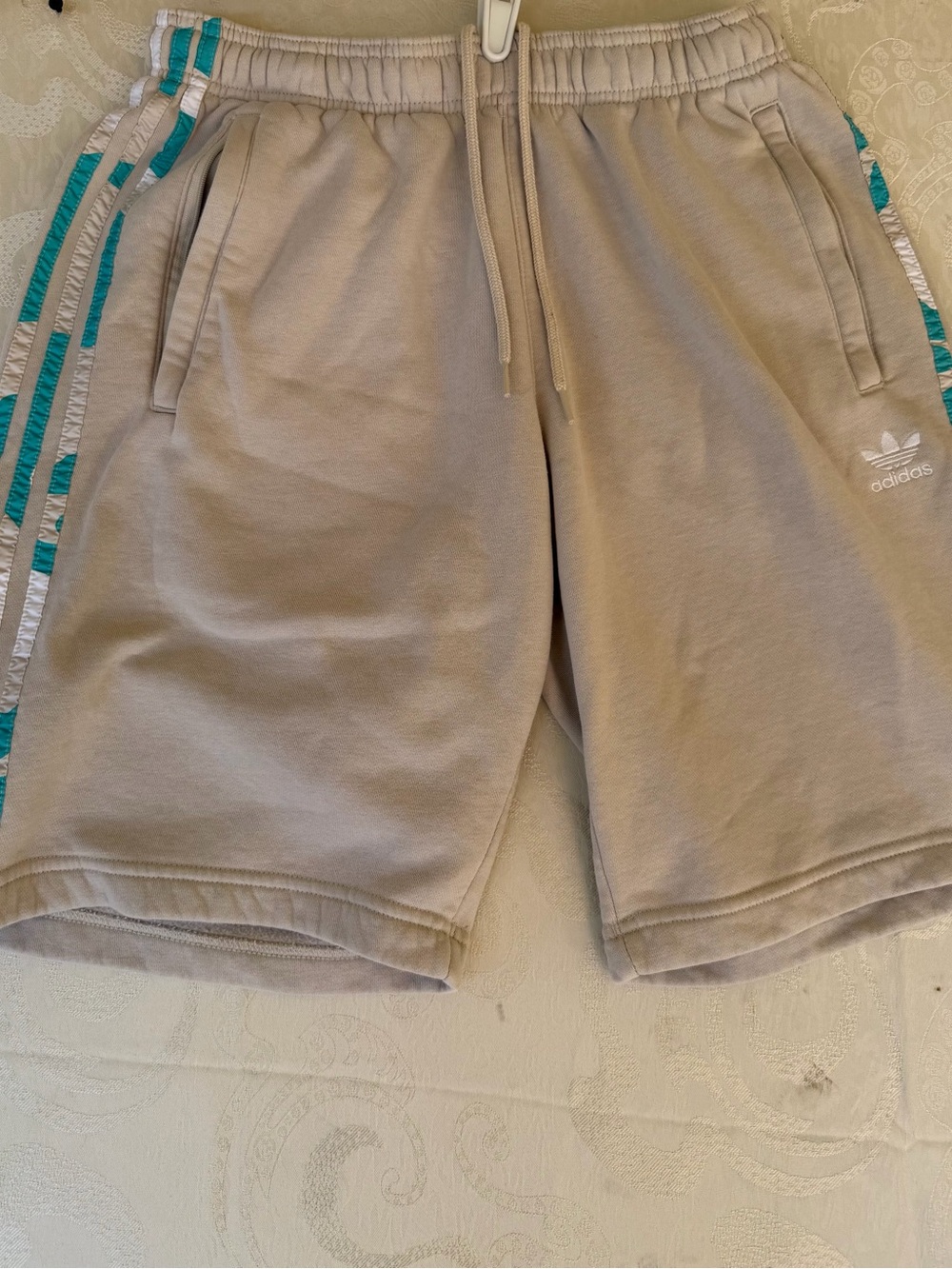 adidas Men's Beige Shorts with Teal Accent